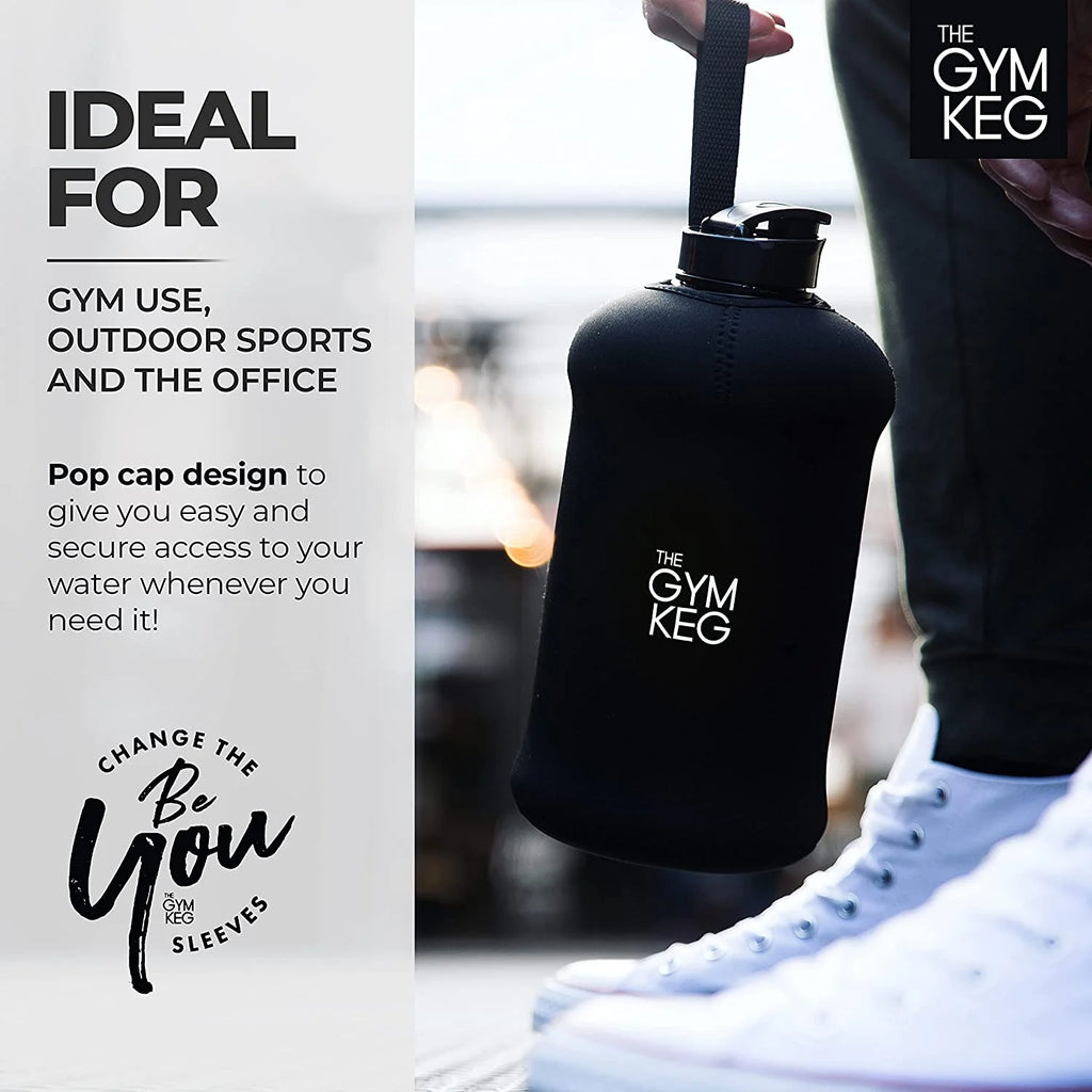 74Oz Half Gallon Water Bottle with Carry Handle, Leakproof, Eco-Friendly, Tritan BPA Free Plastic (Stealth Black)