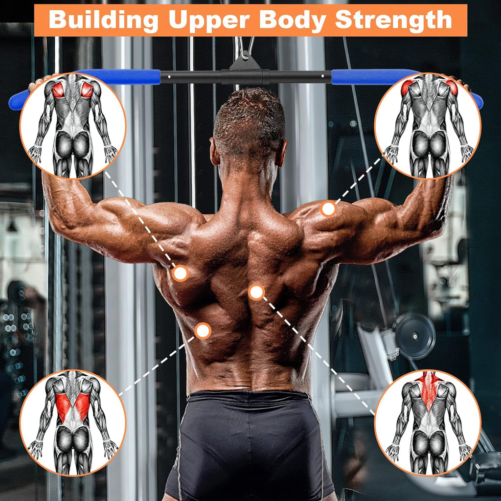 39.37" LAT Pulldown Bar Attachment with Rubber Handle for Cable Machine Tricep C