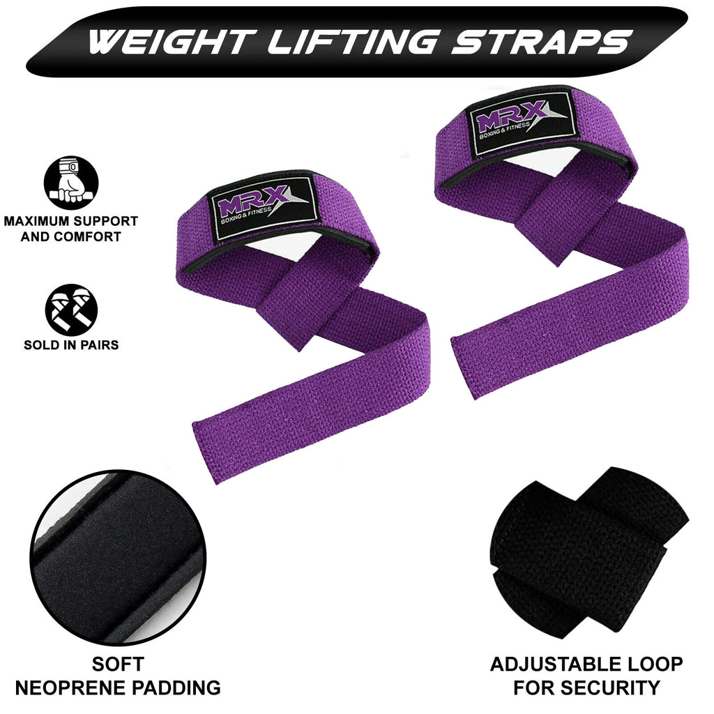 MRX Weight Lifting Straps Gym Wrist Wrap Padded Training Extra Grip Support 1 Pr