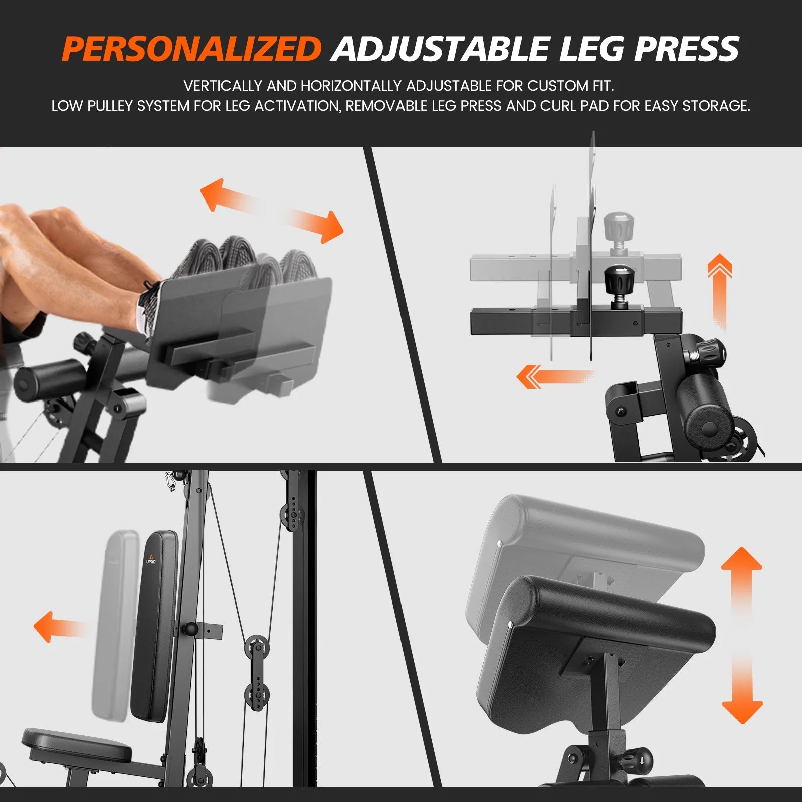 Home Gym Station, Workout Equipment with 154LBS Weight Stack, Leg Press and Preacher Curl Pad