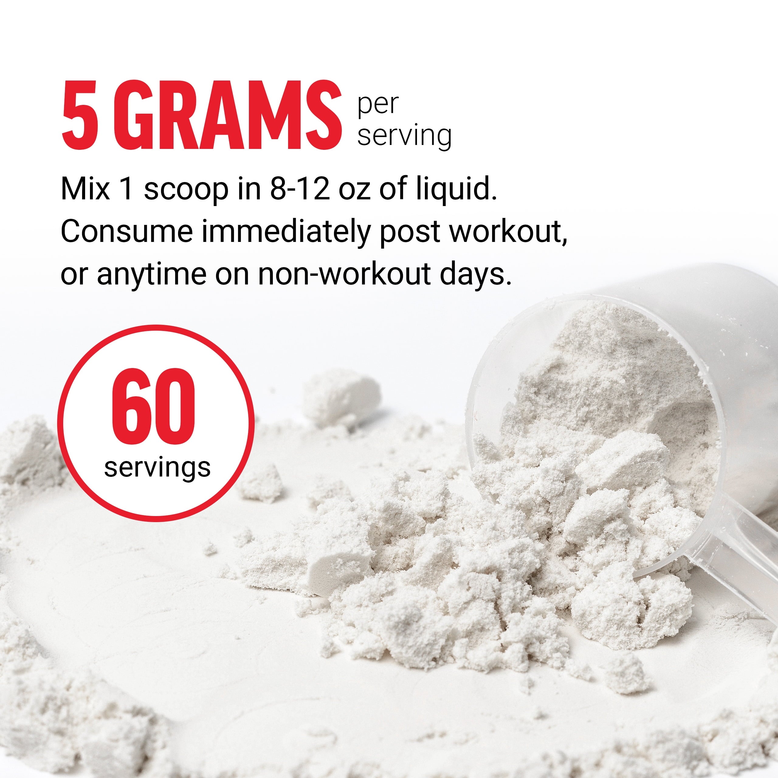 Creatine Monohydrate, Creatine Powder for Muscle Gain, More Strength, and Faster Workout Recovery, Clinically Studied Micronized Creatine 5G Dose per Serving, Unflavored, 60 Servings by