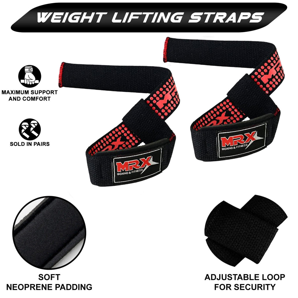 MRX Weight Lifting Straps Gym Wrist Wrap Padded Training Extra Grip Support 1 Pr