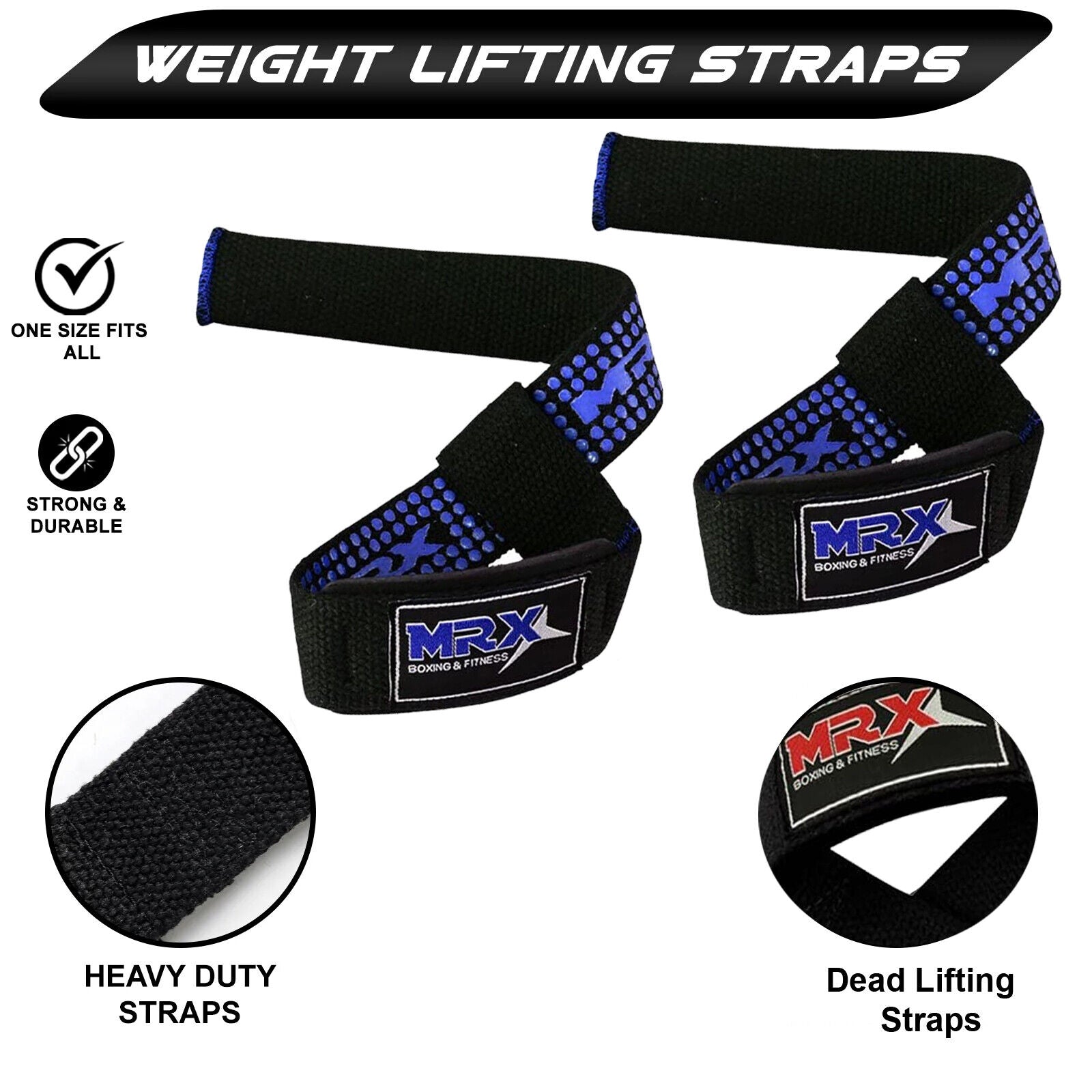 MRX Weight Lifting Straps Gym Wrist Wrap Padded Training Extra Grip Support 1 Pr