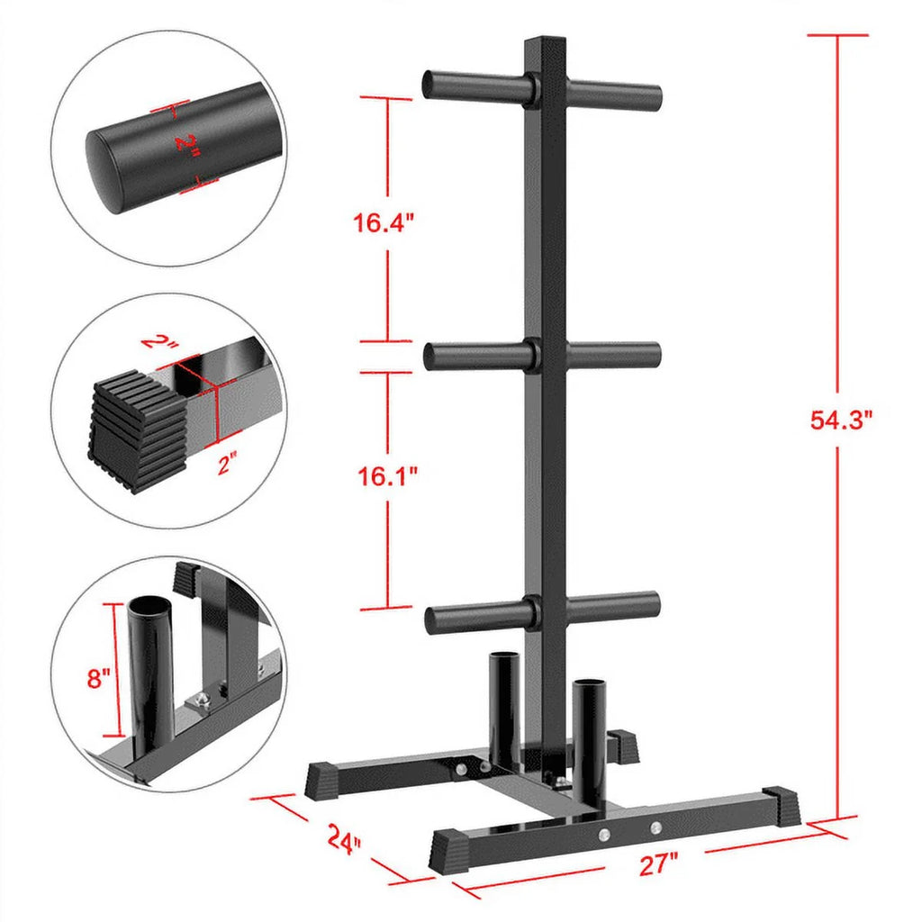 2 Inches Olympic Weight Plate and Barbell Storage Tree Stand Rack