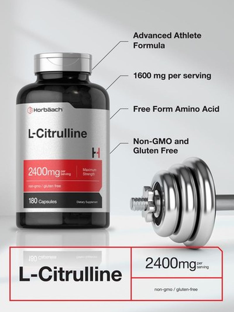 L Citrulline 2400 Mg | 180 Capsules | Maximum Strength Supplement | by Horbaach