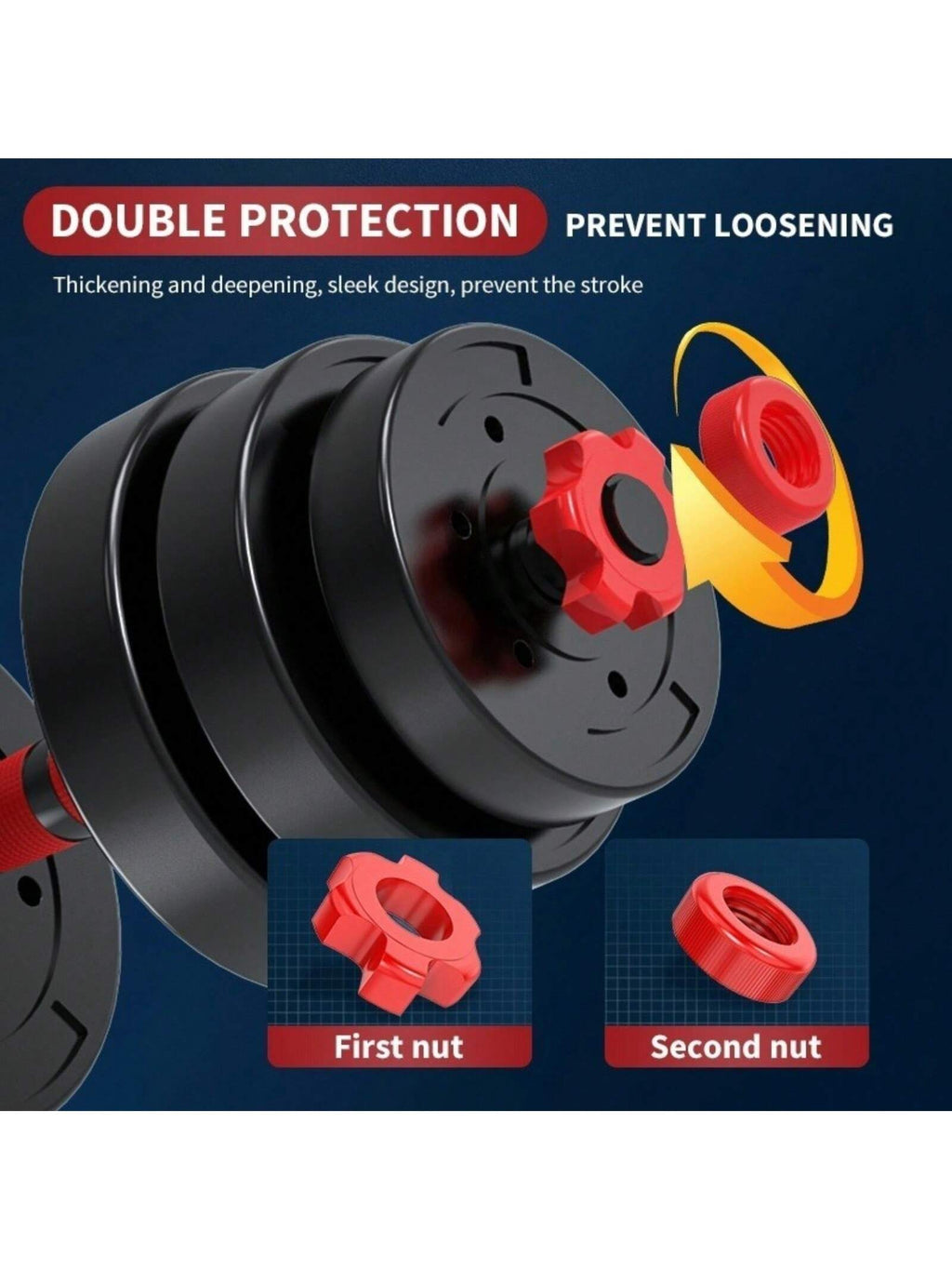 Adjustable Dumbbell Set, Men and Women Free Weight Set Fitness Home Equipment, Barbell with Thick Connecting Bumper Plate Combo for Strength Gym Training