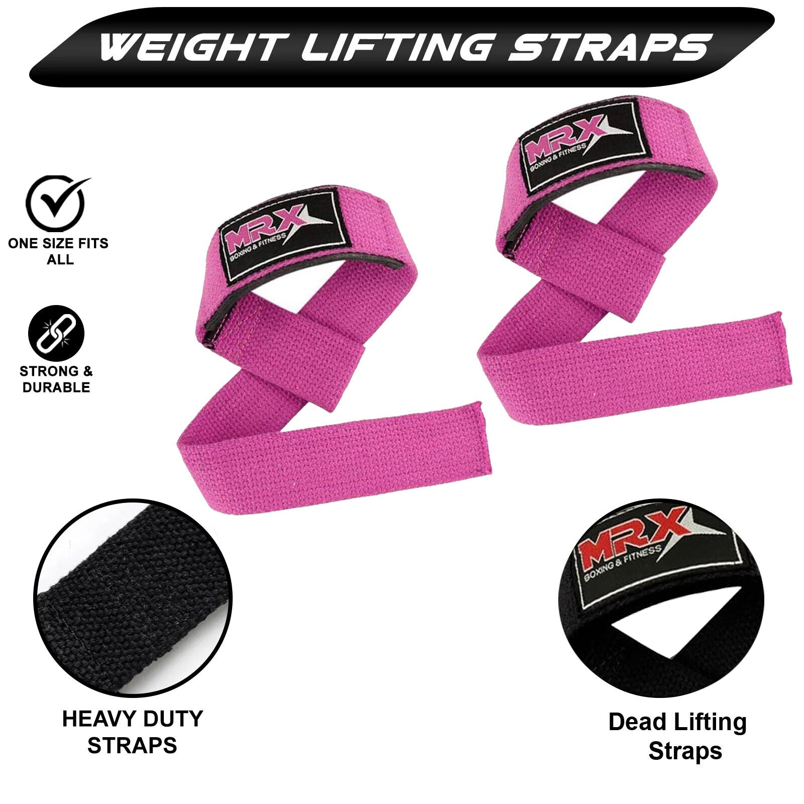 MRX Weight Lifting Straps Gym Wrist Wrap Padded Training Extra Grip Support 1 Pr
