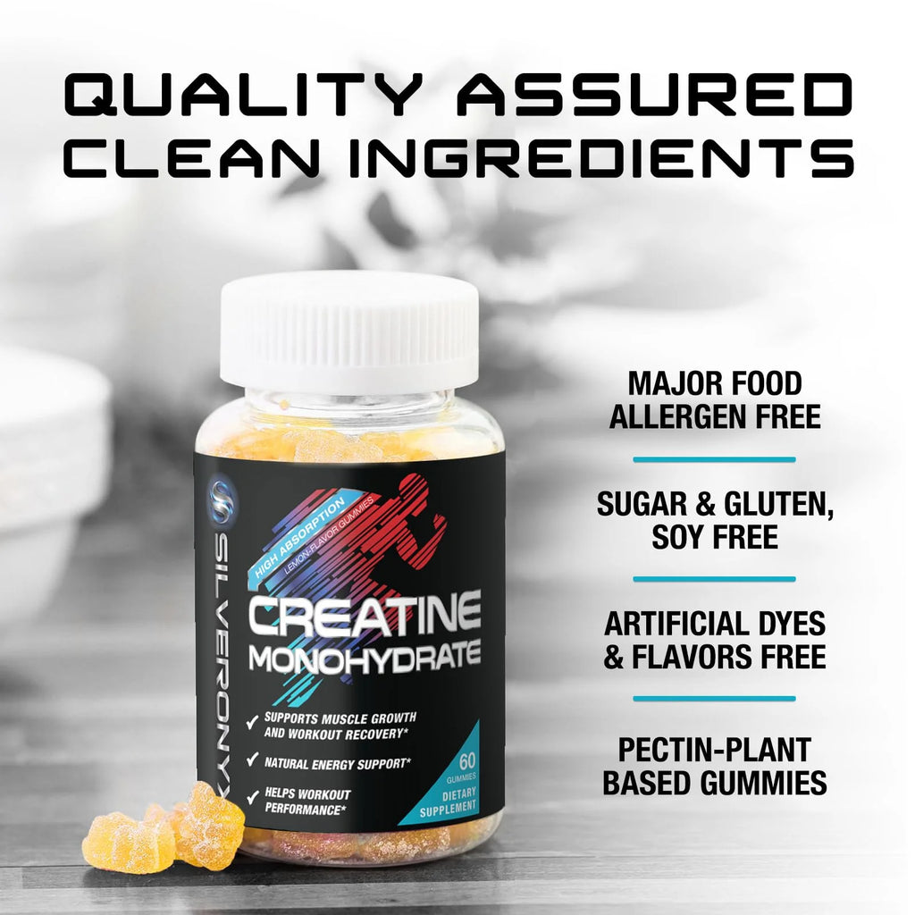 Creatine Monohydrate Gummies 2000Mg - Best Micronized, Sugar Free Creatine Chewables for Men & Women - Supports Lean Muscle, Strength, Energy, & Endurance - Non-Gmo, Gluten Free - 60 Lemon Gummies