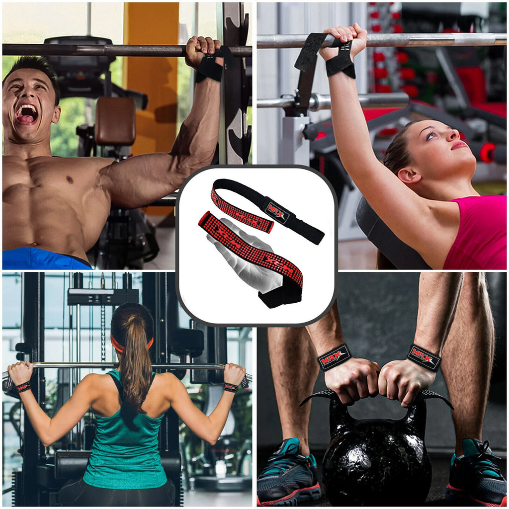 MRX Weight Lifting Straps Gym Wrist Wrap Padded Training Extra Grip Support 1 Pr
