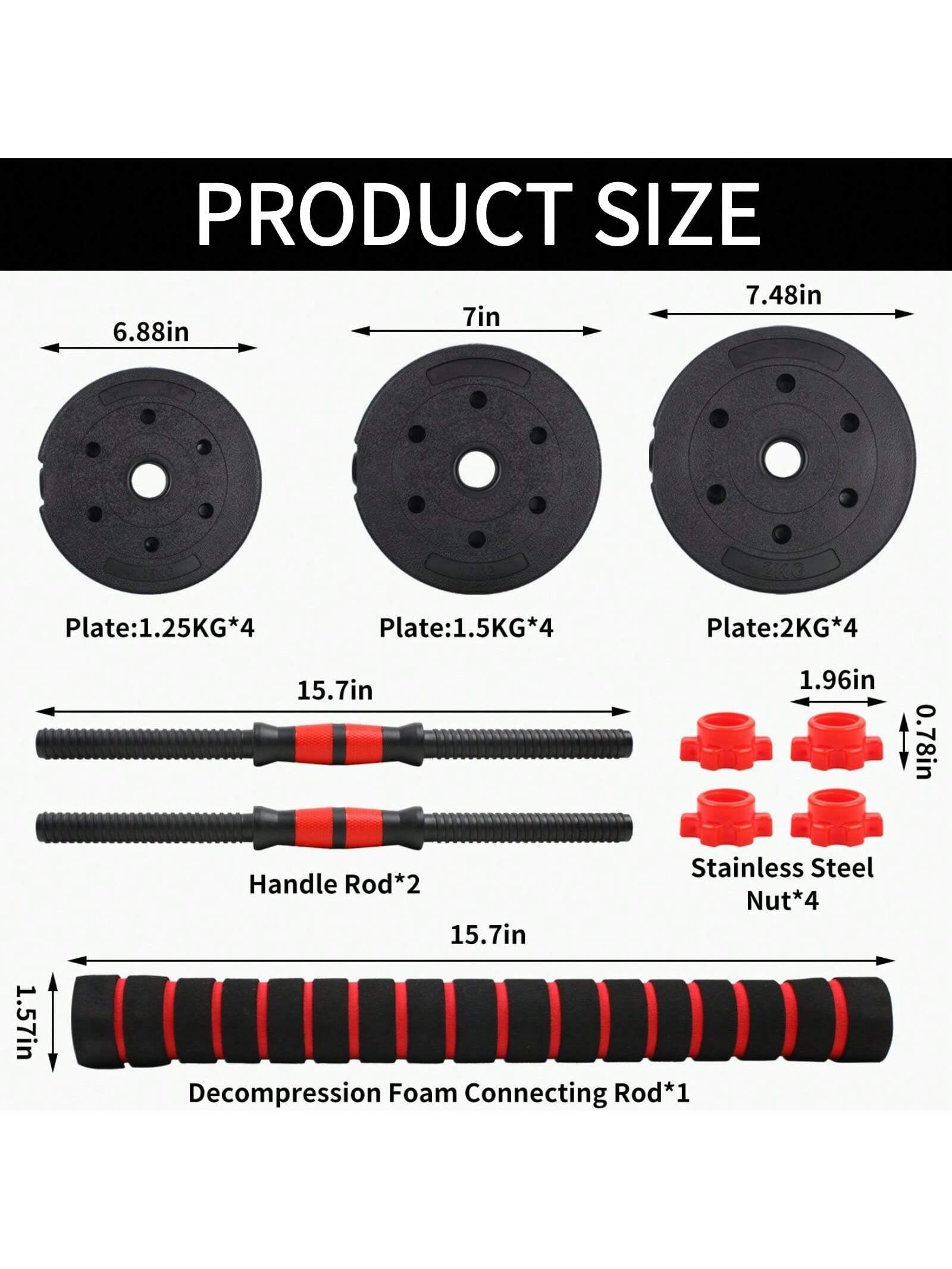 Adjustable Dumbbell Set, Men and Women Free Weight Set Fitness Home Equipment, Barbell with Thick Connecting Bumper Plate Combo for Strength Gym Training