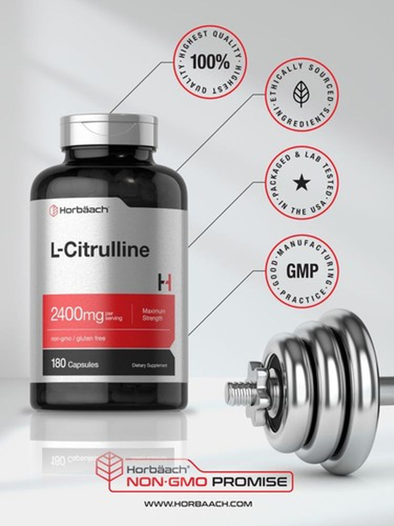 L Citrulline 2400 Mg | 180 Capsules | Maximum Strength Supplement | by Horbaach