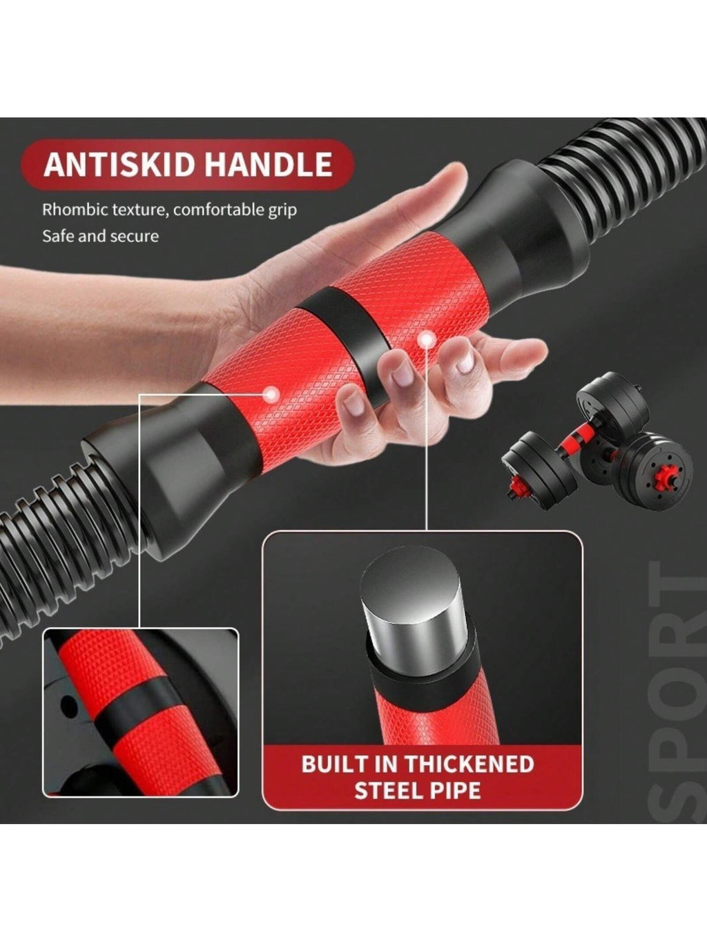 Adjustable Dumbbell Set, Men and Women Free Weight Set Fitness Home Equipment, Barbell with Thick Connecting Bumper Plate Combo for Strength Gym Training