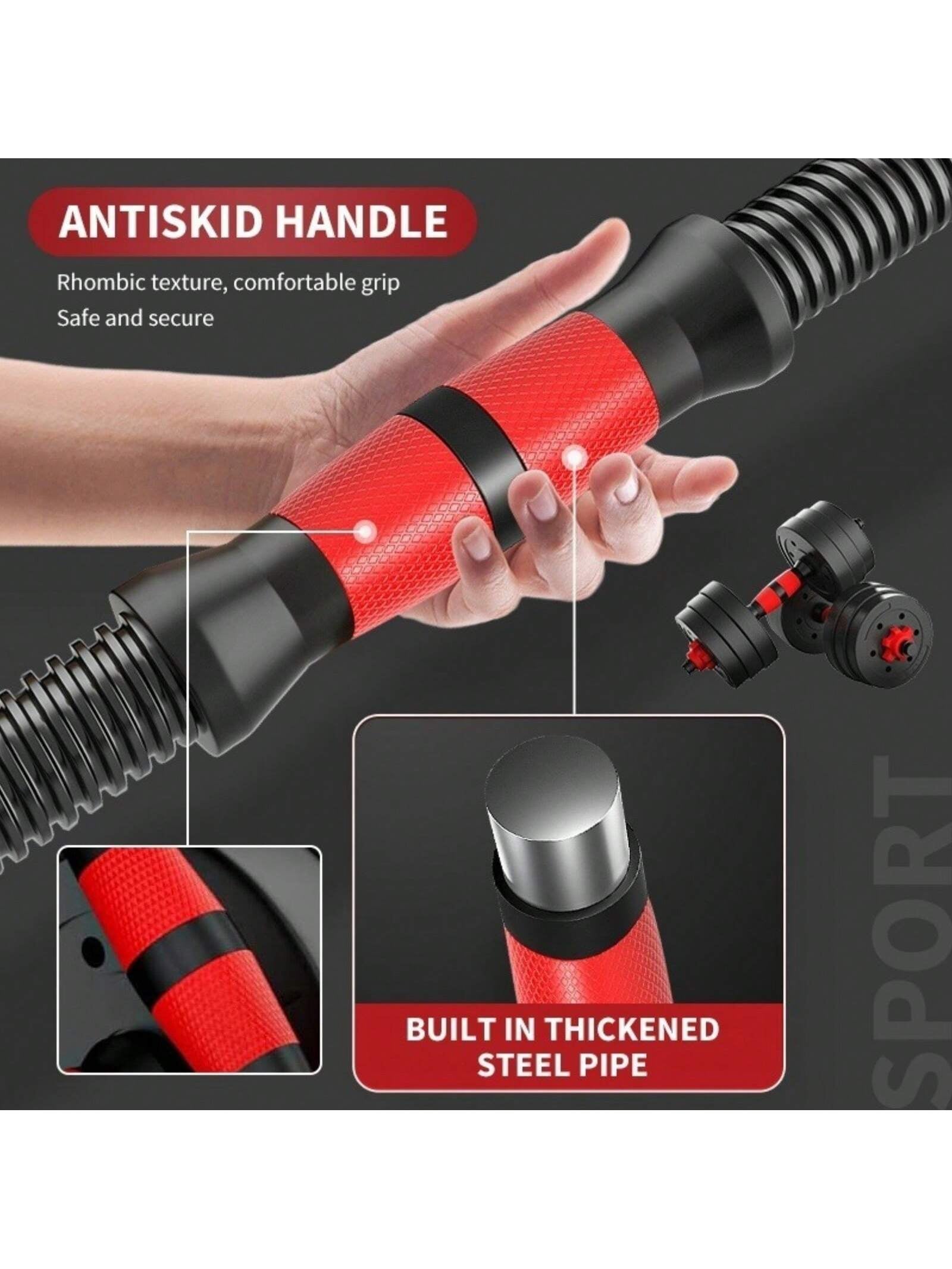 Adjustable Dumbbell Set, Men and Women Free Weight Set Fitness Home Equipment, Barbell with Thick Connecting Bumper Plate Combo for Strength Gym Training