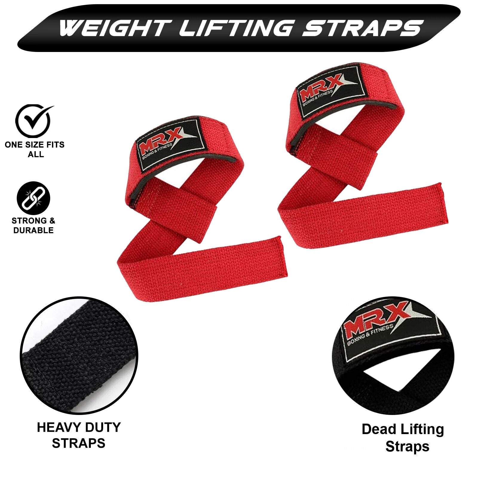 MRX Weight Lifting Straps Gym Wrist Wrap Padded Training Extra Grip Support 1 Pr
