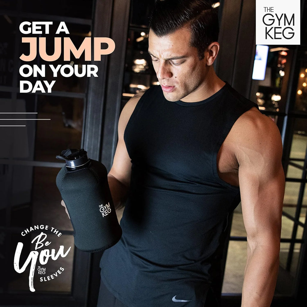 74Oz Half Gallon Water Bottle with Carry Handle, Leakproof, Eco-Friendly, Tritan BPA Free Plastic (Stealth Black)