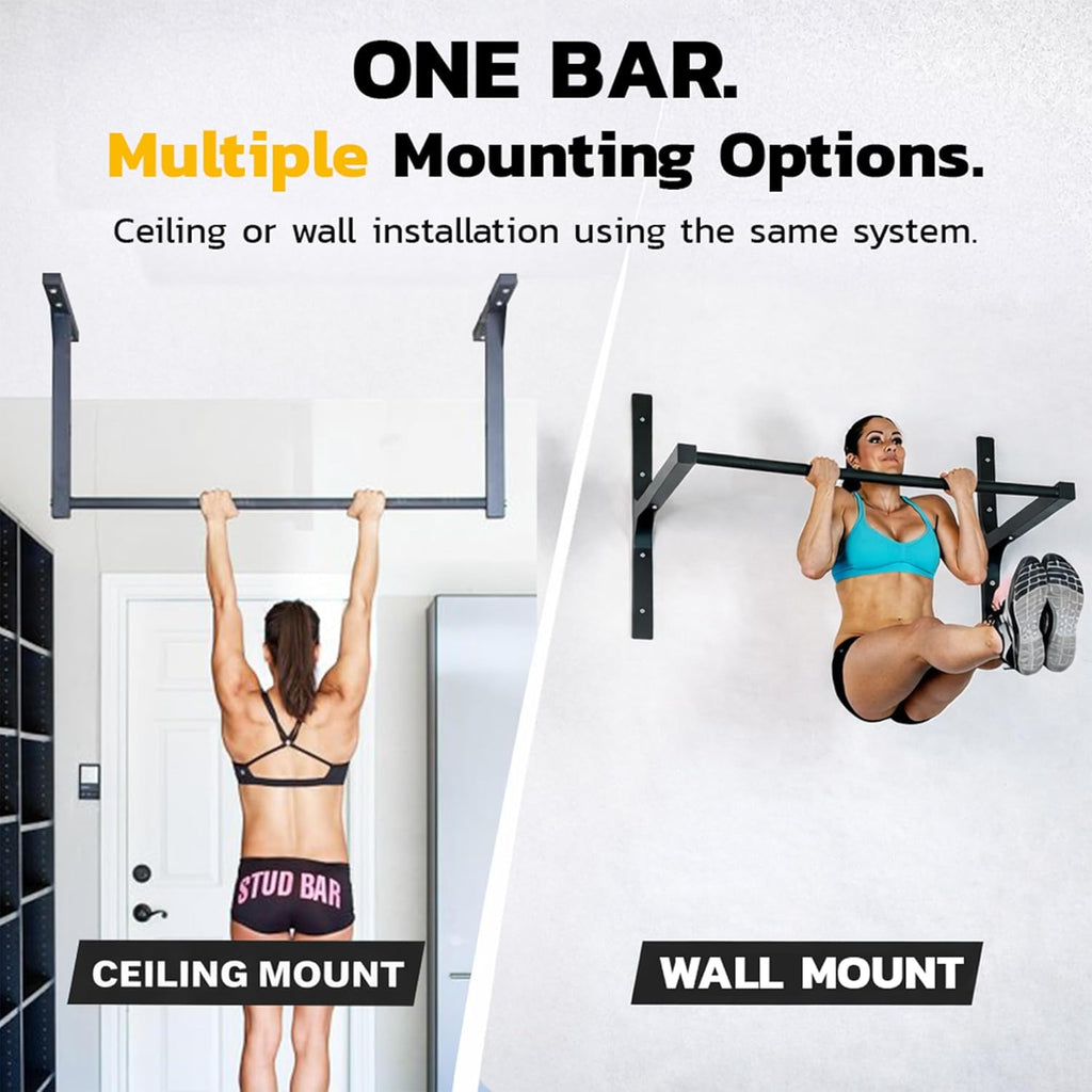 Heavy-Duty Pull-Up Bar – Ceiling or Wall Mount – Gym-Quality Steel, 600 Lb Capacity – Fits 9 Ft Ceilings