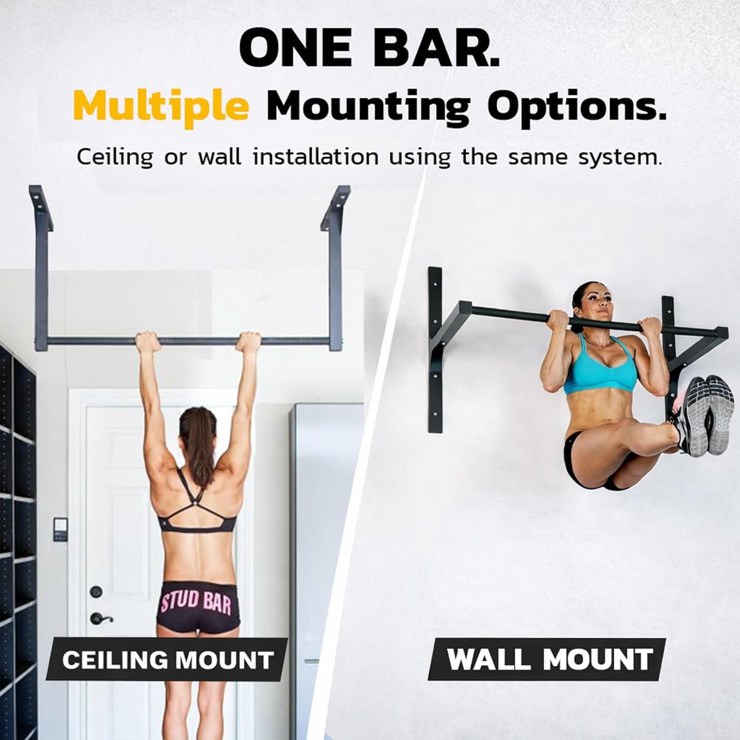 Heavy-Duty Pull-Up Bar – Ceiling or Wall Mount – Gym-Quality Steel, 600 Lb Capacity – Fits 9 Ft Ceilings
