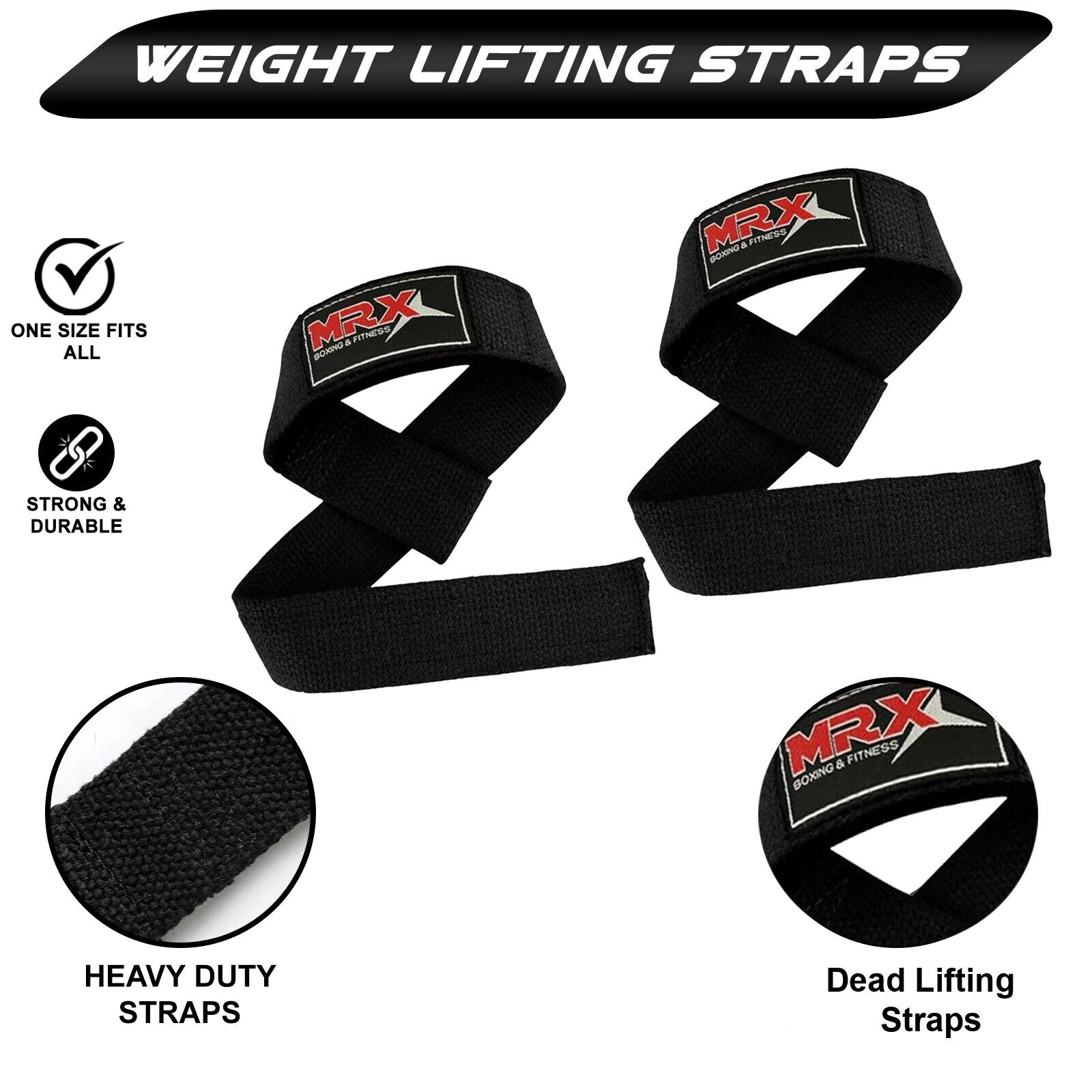 MRX Weight Lifting Straps Gym Wrist Wrap Padded Training Extra Grip Support 1 Pr
