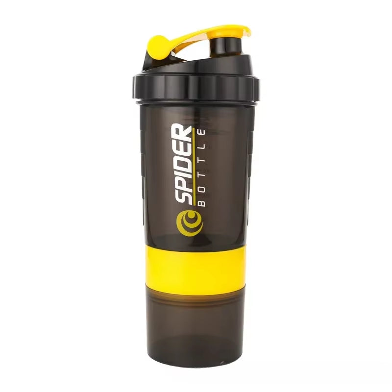 500Ml Layered Protein Bottle Powder Shaker with Powder Storage Container Large Water Bottle Water Bottle with Wire Stirring Ball