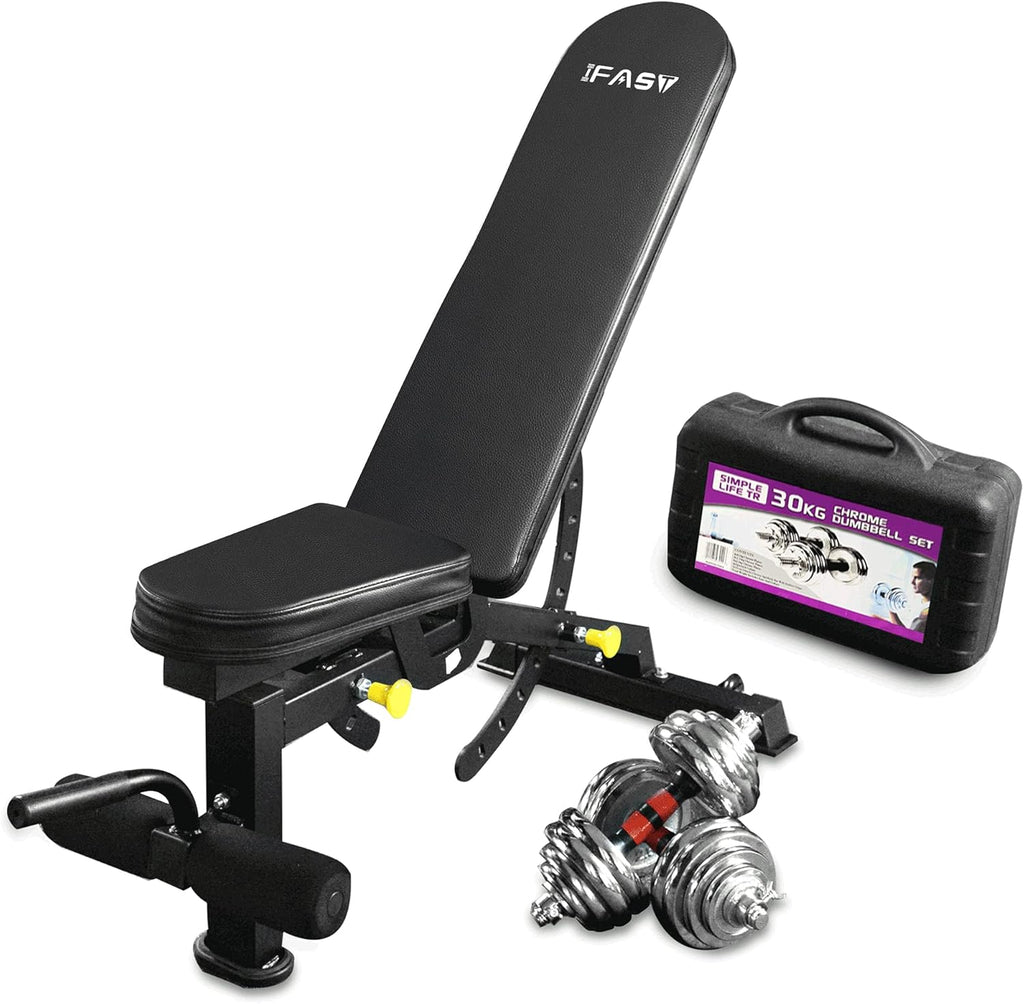 Home Gym Weight Bench Adjustable 66Lbs Cast Iron Dumbbell Set, Multifunctional Strength Training Bench Press Sets, Full Body Office Workout Sets for Men Women