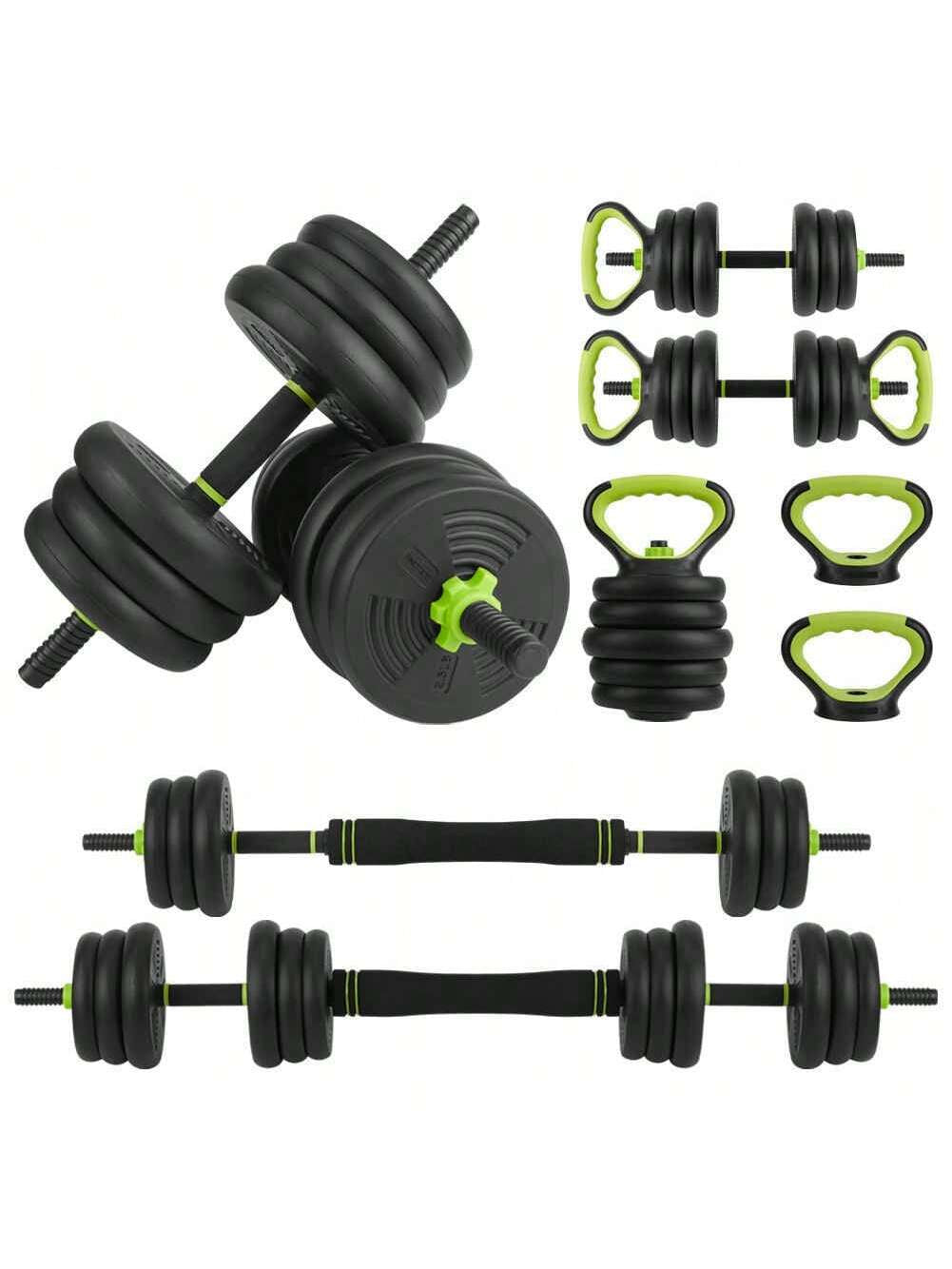 4 in 1 Adjustable Dumbbell Set, 44/66/88 LBS Free Weight Set Used as Dumbbell, Barbell, Kettlebell and Push-Up, Home Gym Fitness Workout Equipment for Men and Women, Black