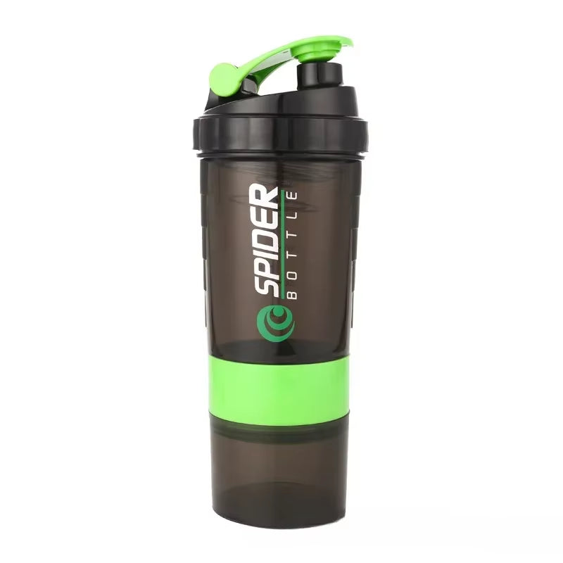 500Ml Layered Protein Bottle Powder Shaker with Powder Storage Container Large Water Bottle Water Bottle with Wire Stirring Ball