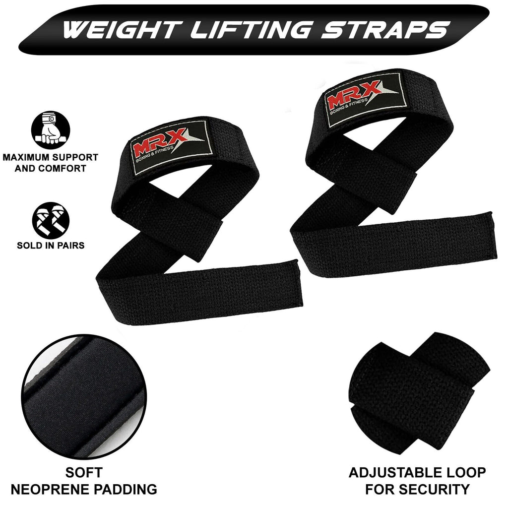 MRX Weight Lifting Straps Gym Wrist Wrap Padded Training Extra Grip Support 1 Pr