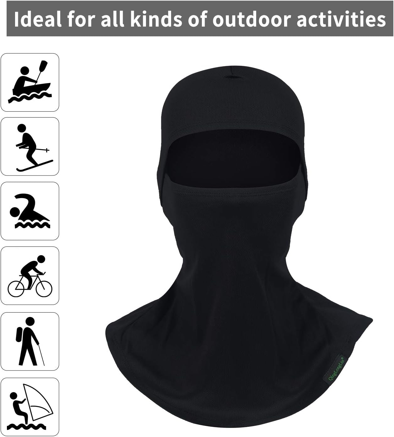 Balaclava Ski Mask 3 Pieces Full Face Cover for Men and Women Sun Protection Breathable Shiesty Mask for Skiing A-Black
