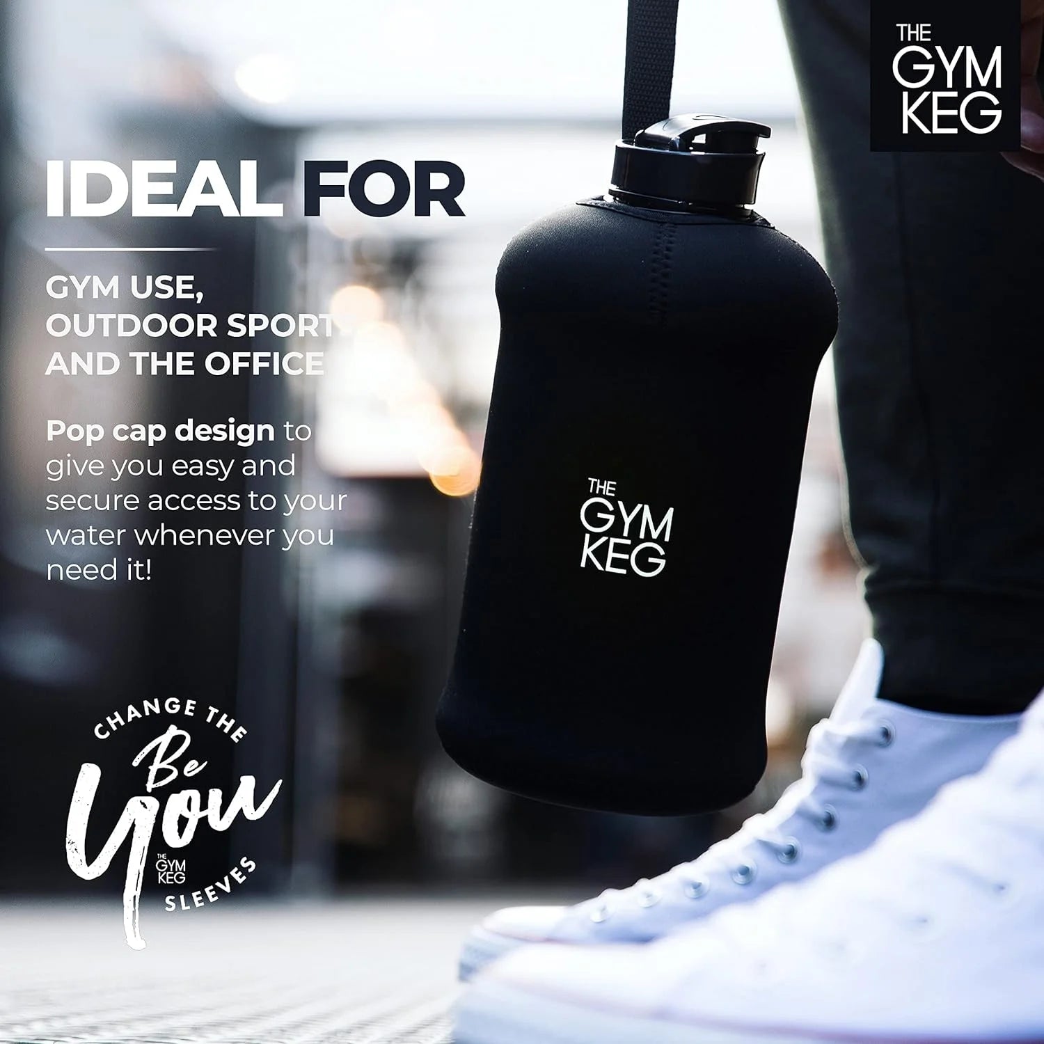 74Oz Half Gallon Water Bottle with Carry Handle, Leakproof, Eco-Friendly, Tritan BPA Free Plastic (Stealth Black)