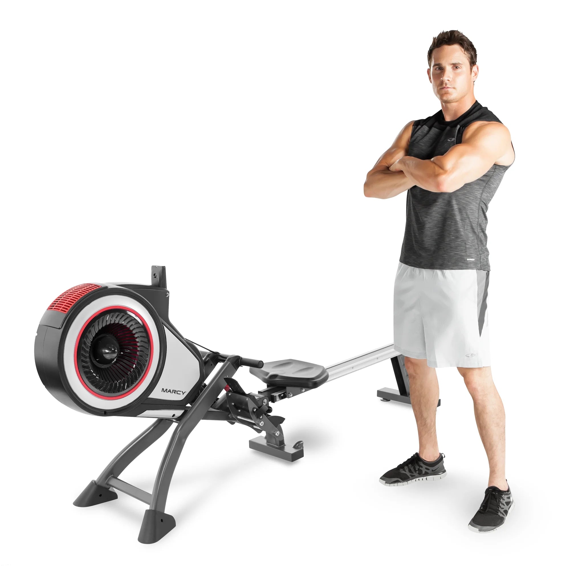 Foldable Turbine Rowing Machine Rower with 8 Resistance Setting and Transport Wheels NS-6050RE