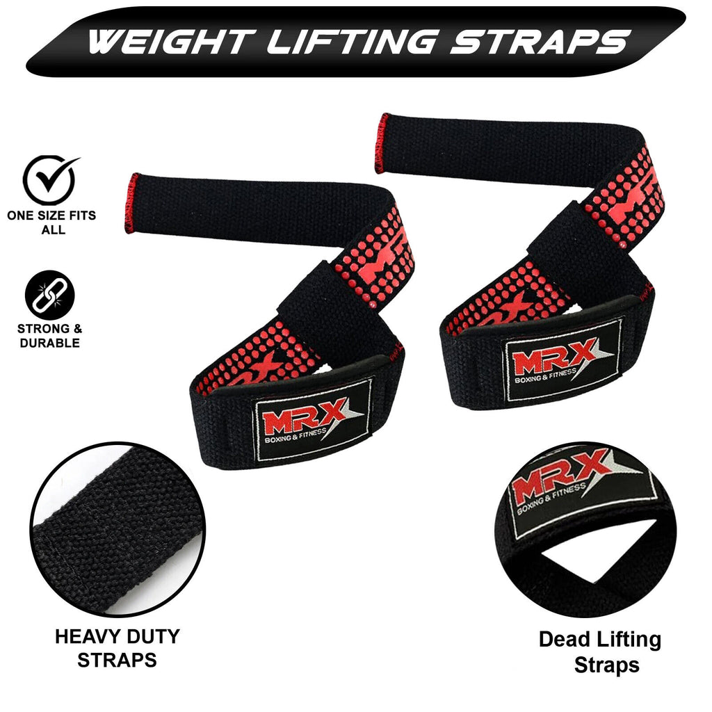 MRX Weight Lifting Straps Gym Wrist Wrap Padded Training Extra Grip Support 1 Pr