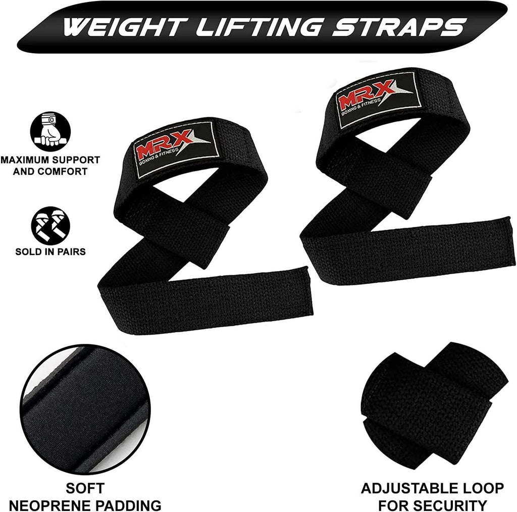 MRX Weight Lifting Straps Gym Wrist Wrap Padded Training Extra Grip Support 1 Pr