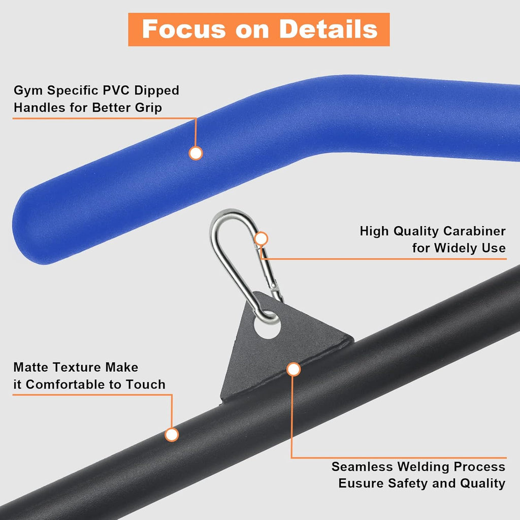 39.37" LAT Pulldown Bar Attachment with Rubber Handle for Cable Machine Tricep C