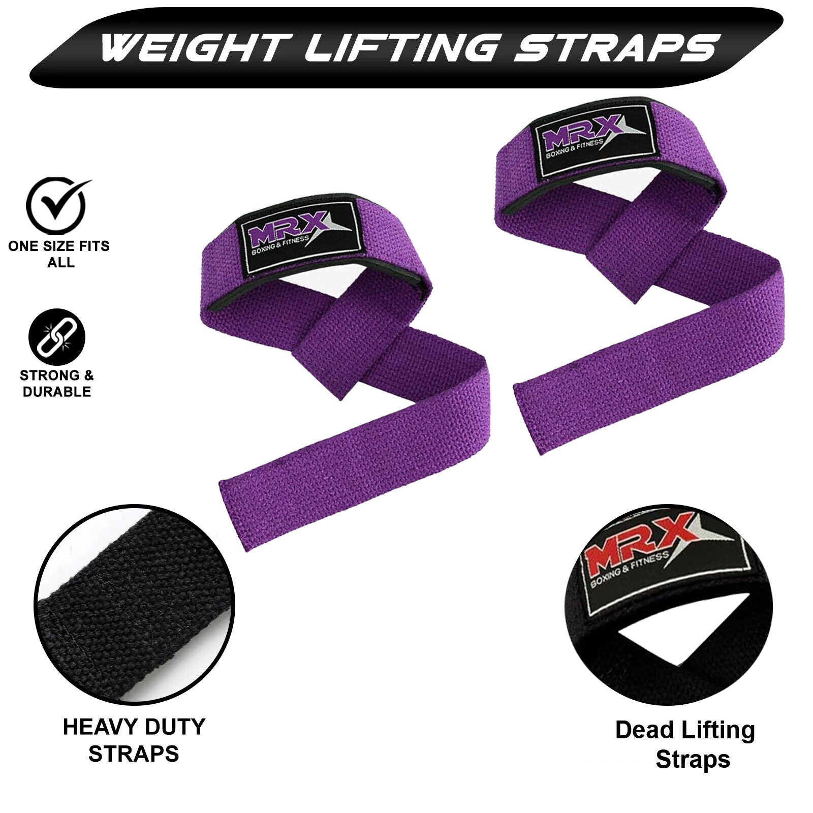 MRX Weight Lifting Straps Gym Wrist Wrap Padded Training Extra Grip Support 1 Pr