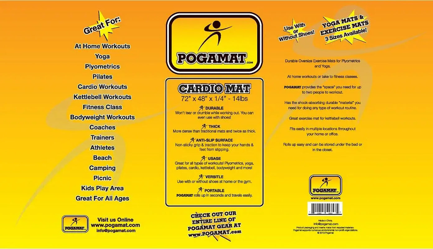 6' X 4' X 1/4" Large Exercise Mat - (24 Square Feet)