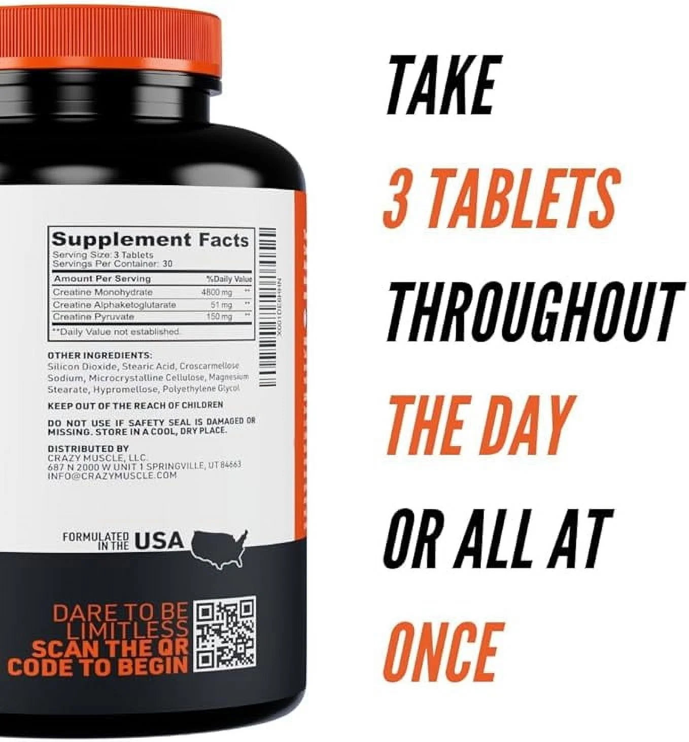 Creatine Monohydrate Pills, Premium 3 Type 5G Creatine Pills, Pre/Postworkout & Keto Energy Builder, Easy to Take Three-Atine for Optimum Performance Men Women, 90 Tablets