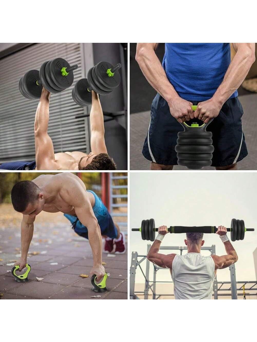 4 in 1 Adjustable Dumbbell Set, 44/66/88 LBS Free Weight Set Used as Dumbbell, Barbell, Kettlebell and Push-Up, Home Gym Fitness Workout Equipment for Men and Women, Black