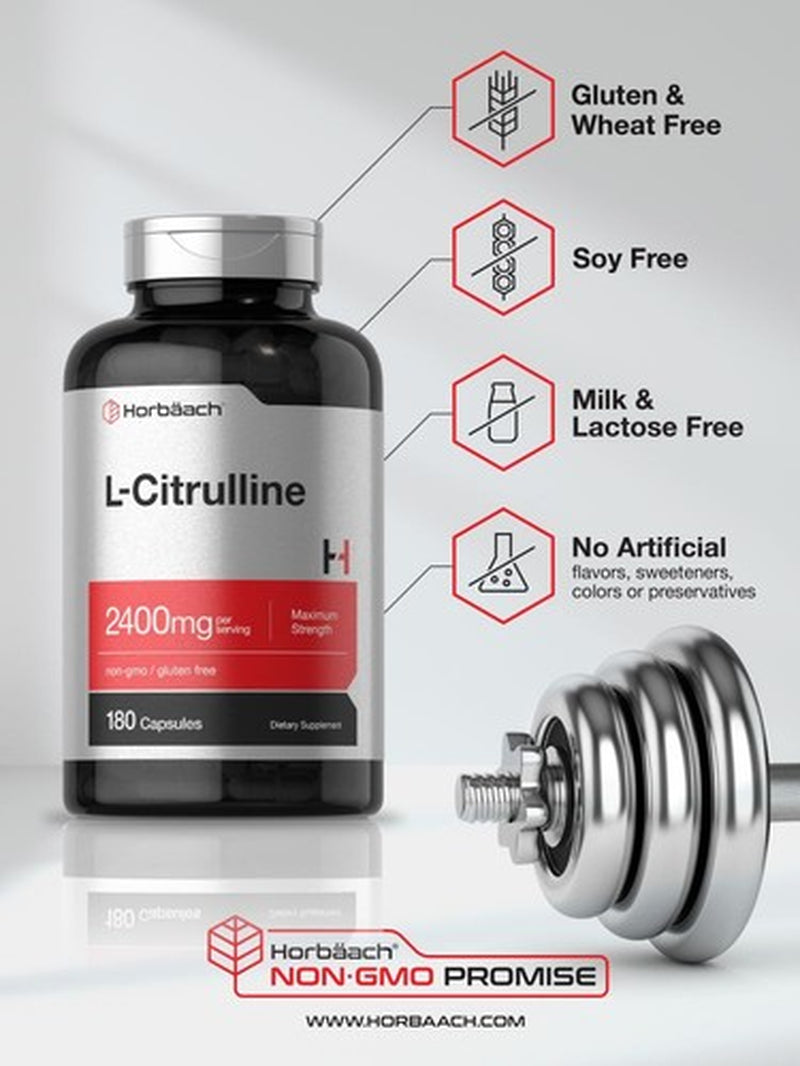 L Citrulline 2400 Mg | 180 Capsules | Maximum Strength Supplement | by Horbaach