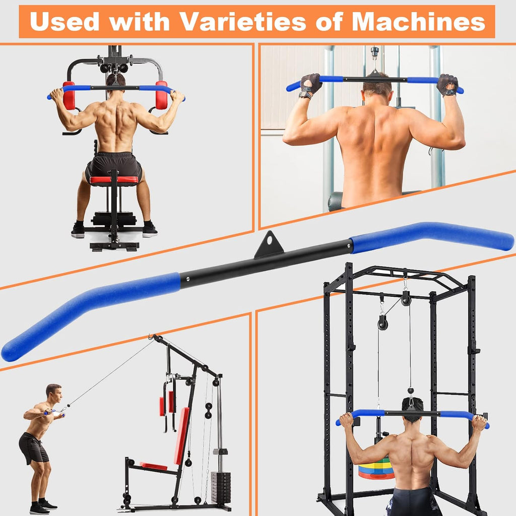 39.37" LAT Pulldown Bar Attachment with Rubber Handle for Cable Machine Tricep C