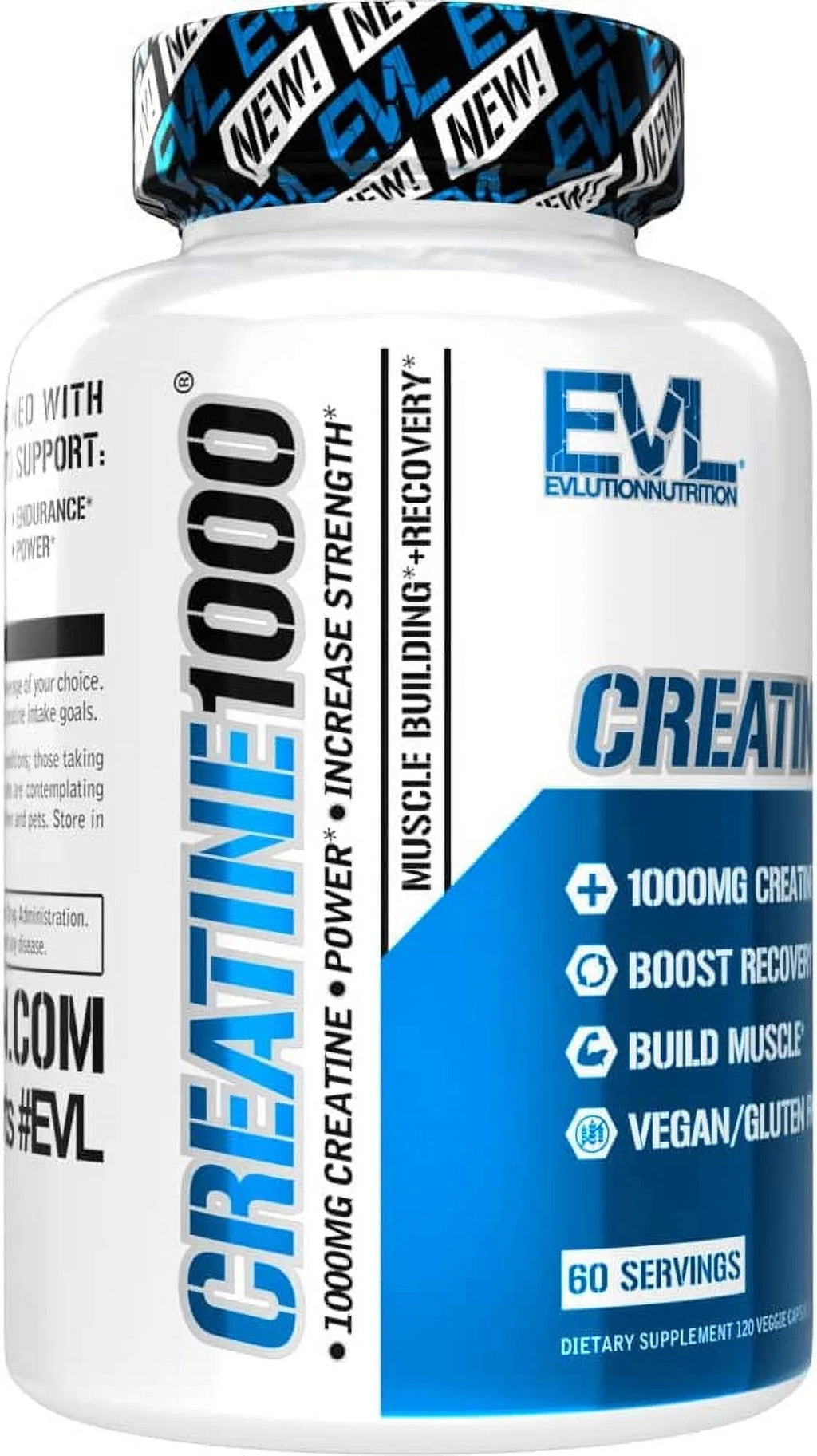 (2 Pack) Creatine Monohydrate Pills 120Ct - EVL Nutrition Muscle Builder & Recovery Supplement - Creatine Capsules 1000Mg