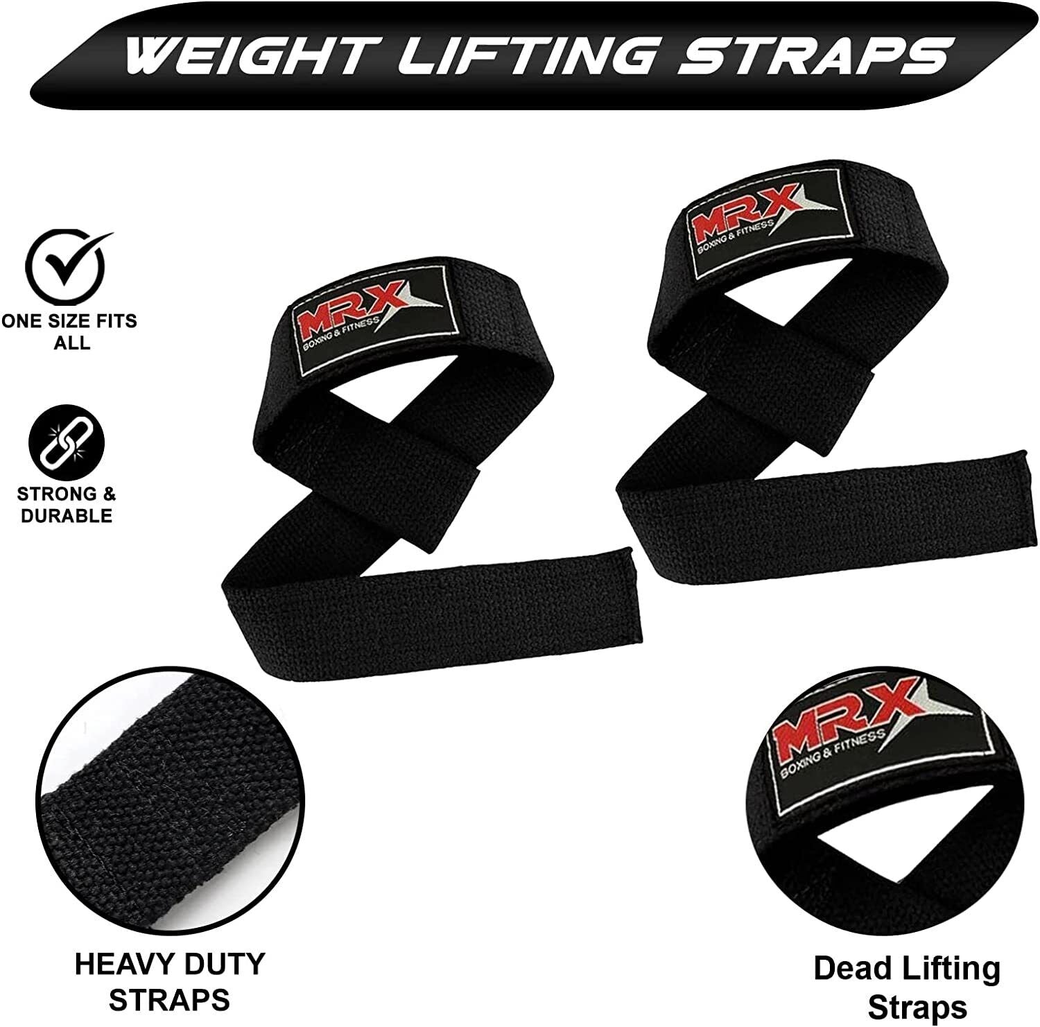 MRX Weight Lifting Straps Gym Wrist Wrap Padded Training Extra Grip Support 1 Pr