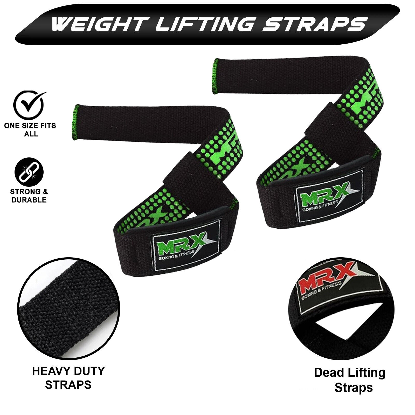 MRX Weight Lifting Straps Gym Wrist Wrap Padded Training Extra Grip Support 1 Pr