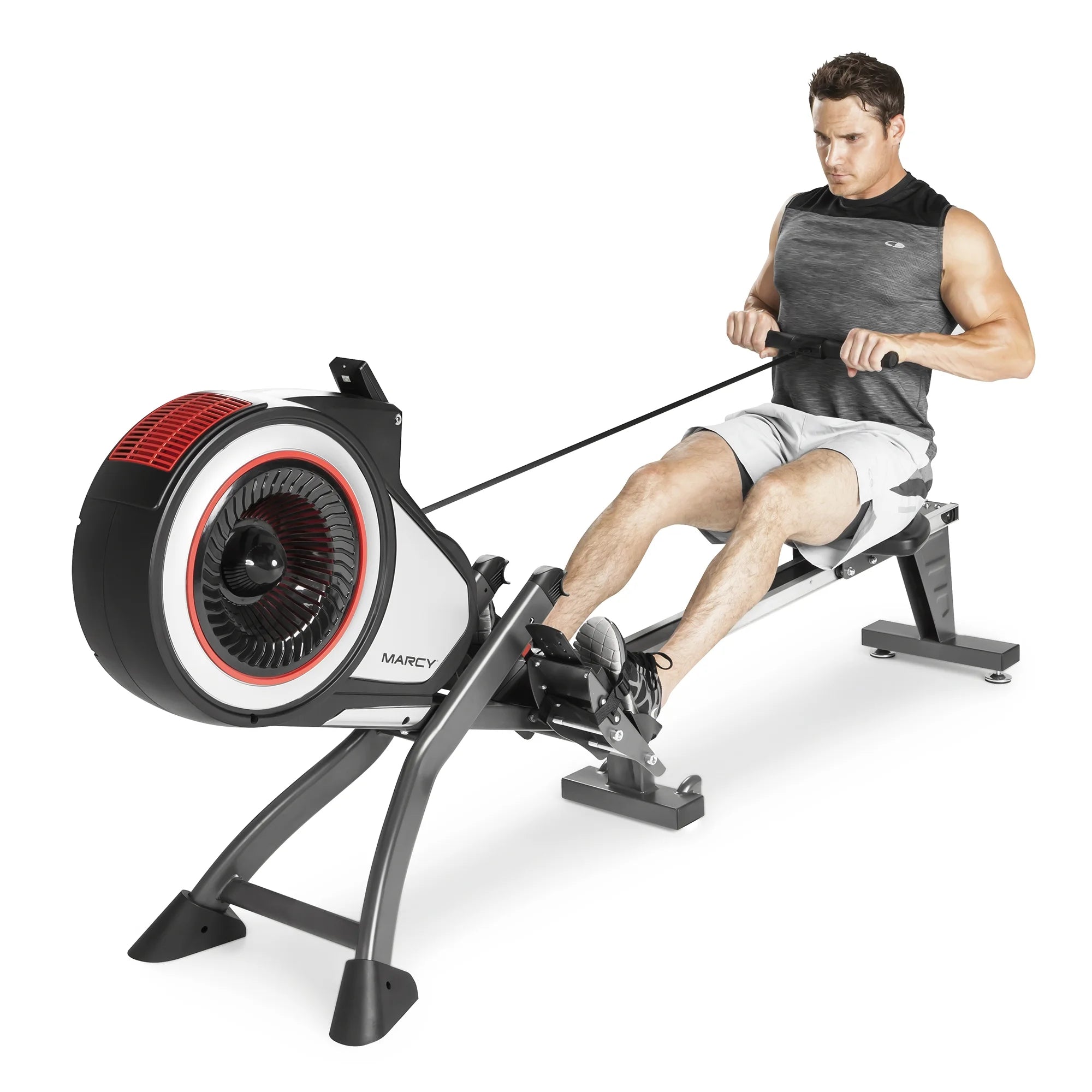 Foldable Turbine Rowing Machine Rower with 8 Resistance Setting and Transport Wheels NS-6050RE