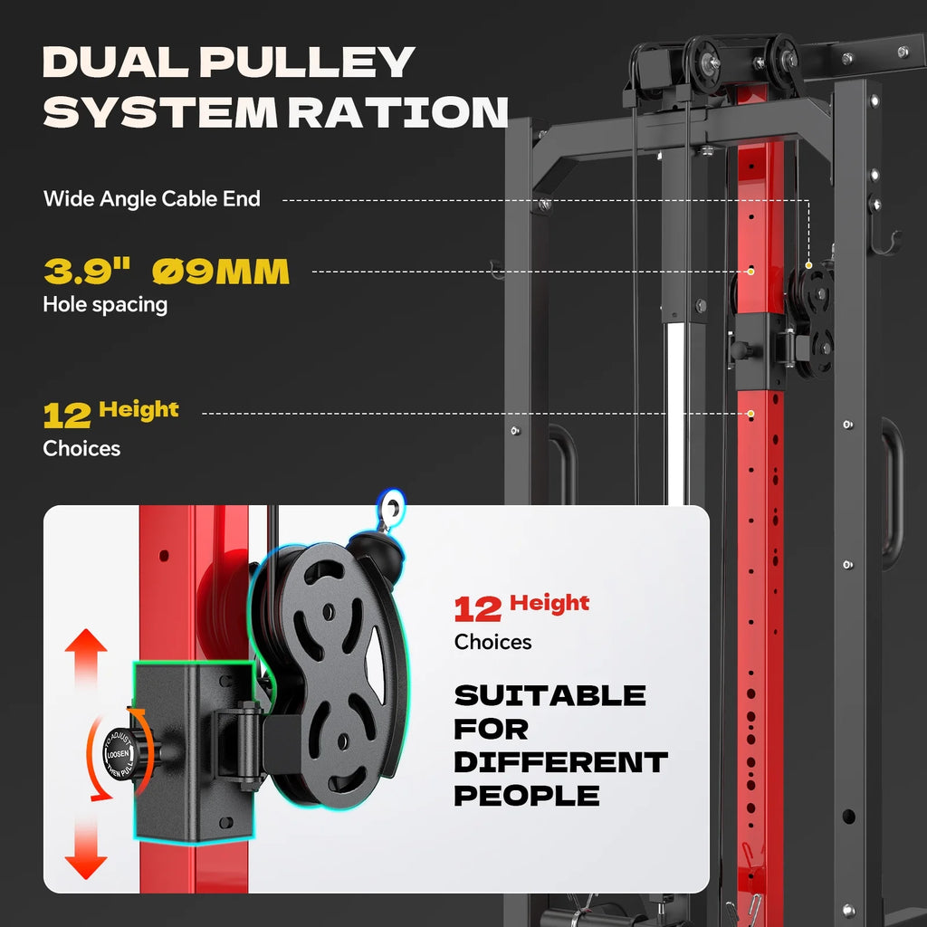 Home Gym Station, 450LBS Multi Home Gym Equipment for All Body Training,Power Tower Pull up Dip Station, LAT Pulldown, Row Station and Cable Machine