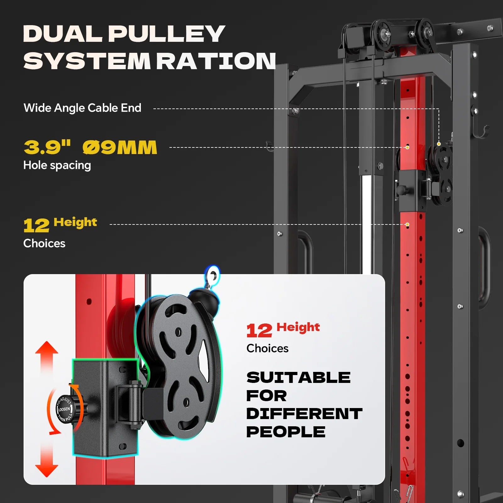 Home Gym Station, 450LBS Multi Home Gym Equipment for All Body Training,Power Tower Pull up Dip Station, LAT Pulldown, Row Station and Cable Machine