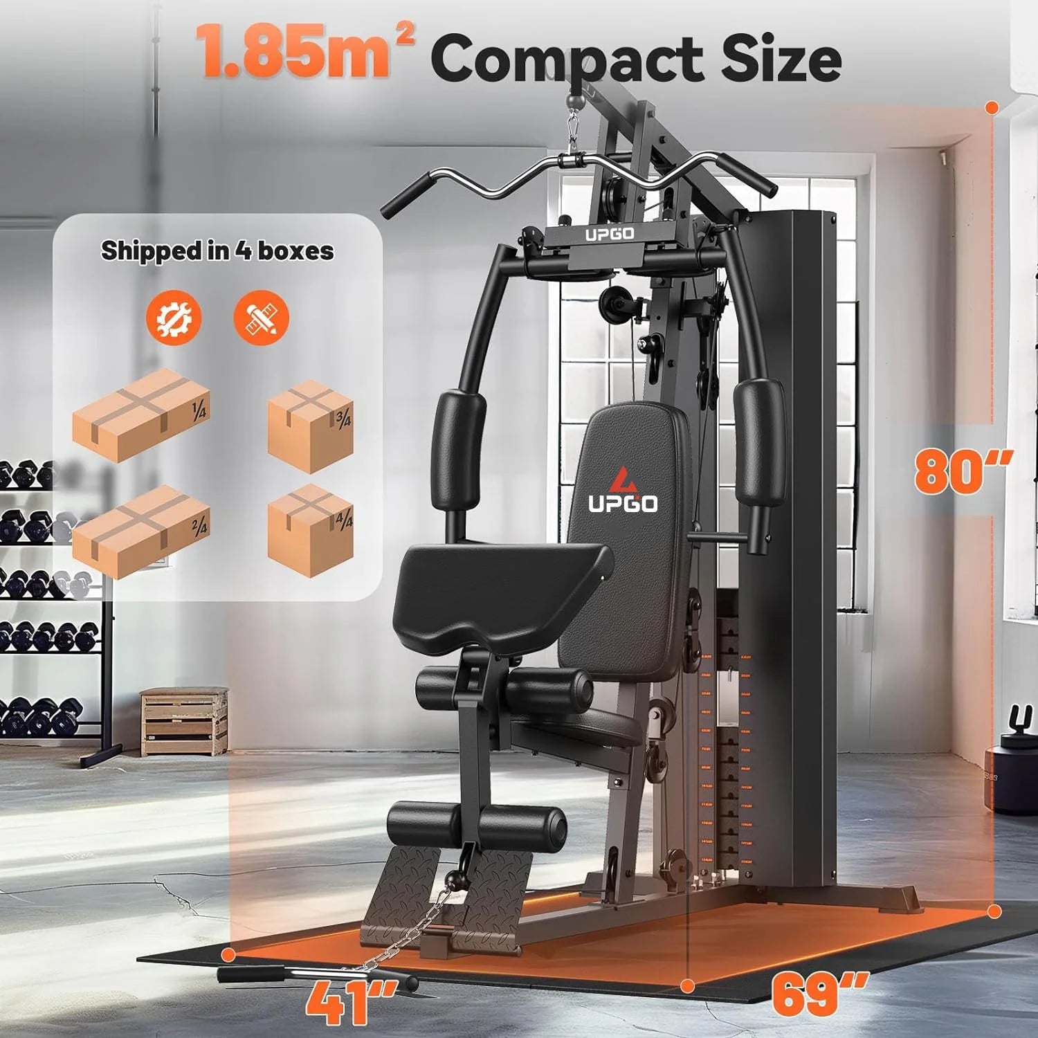 Home Gym Station, Workout Station with 154LBS Weight Stack, Home Gym Equipment for All Body Training